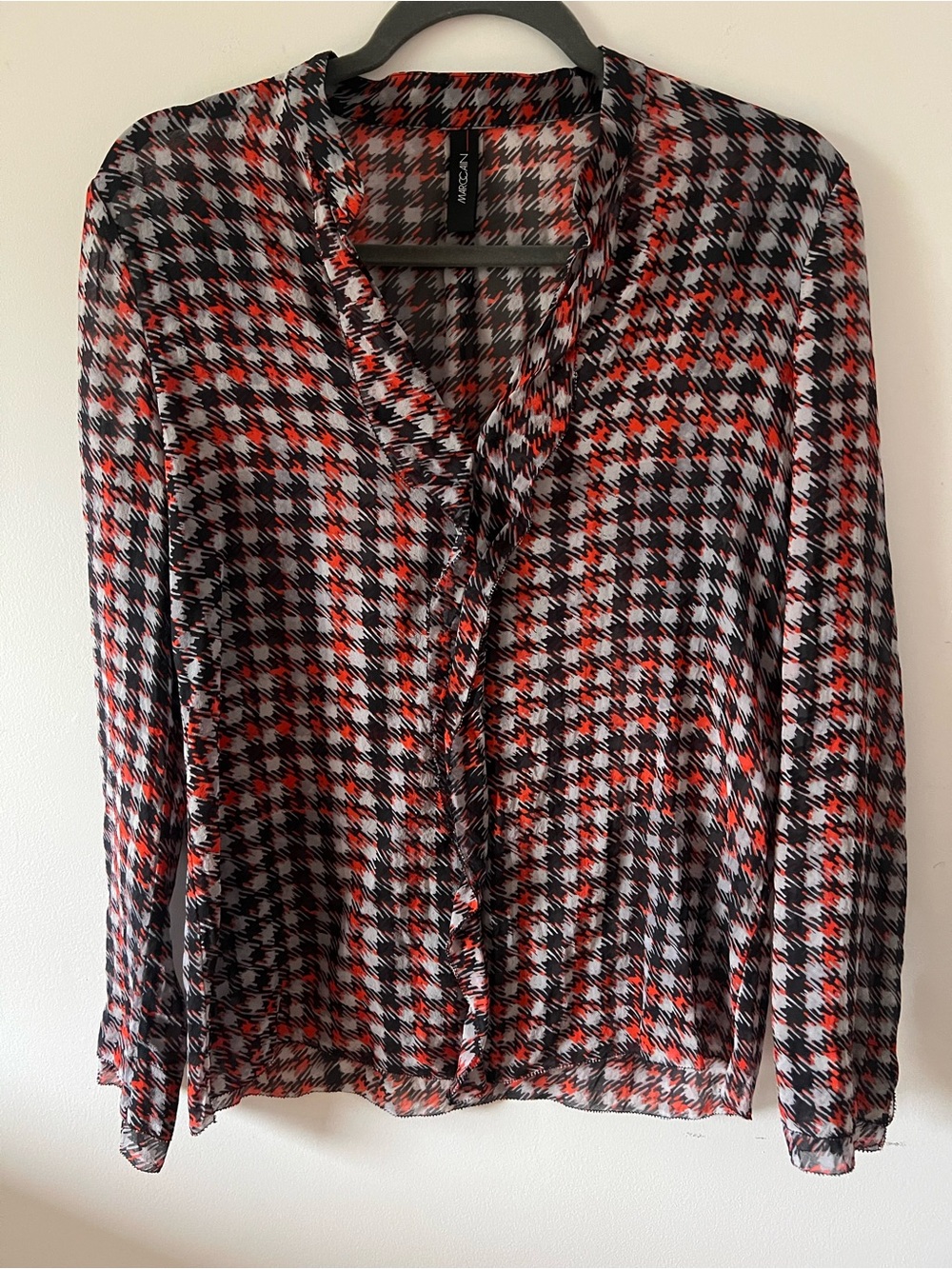 Marc Cain 100% Silk Houndstooth Blouse - Size 1 (XS)